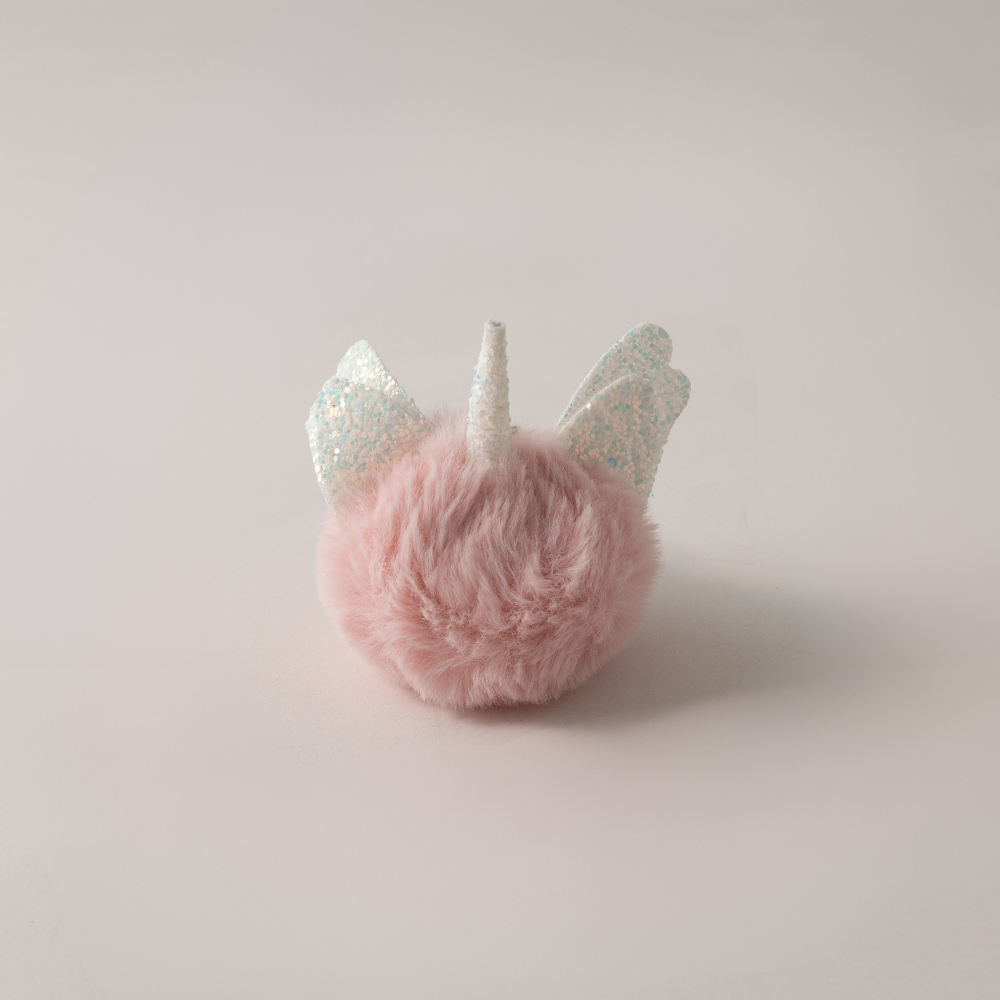 KaiserCraft Unicorn nøkkelring pompom rosa plysj