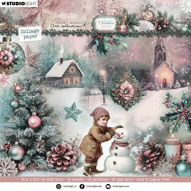 Jenine’s Mindful Art Christmas Blush collagepapir 36 ark jul