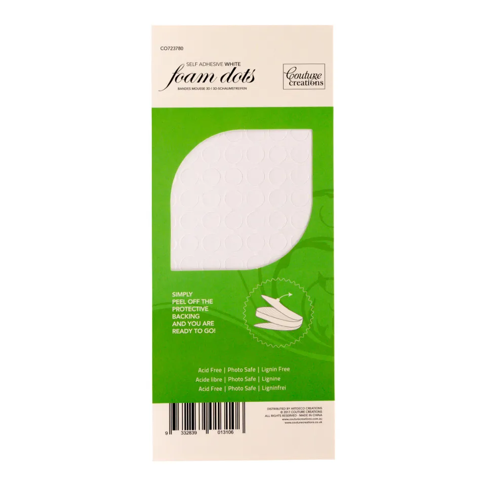 Couture Creations White 3D Foam Dots skumputer 10x2mm 152 stk