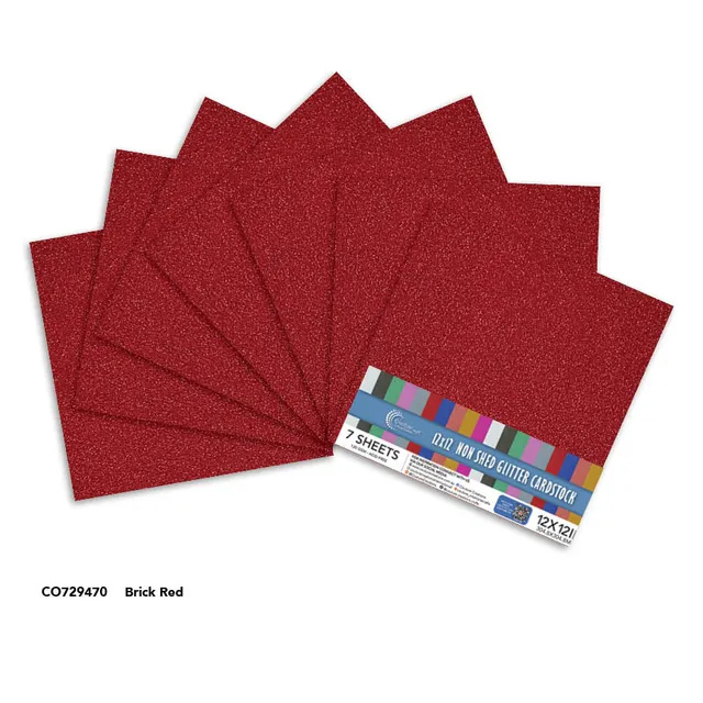 Couture Creations Brick Red glitterpapir 12x12 7 ark laminert