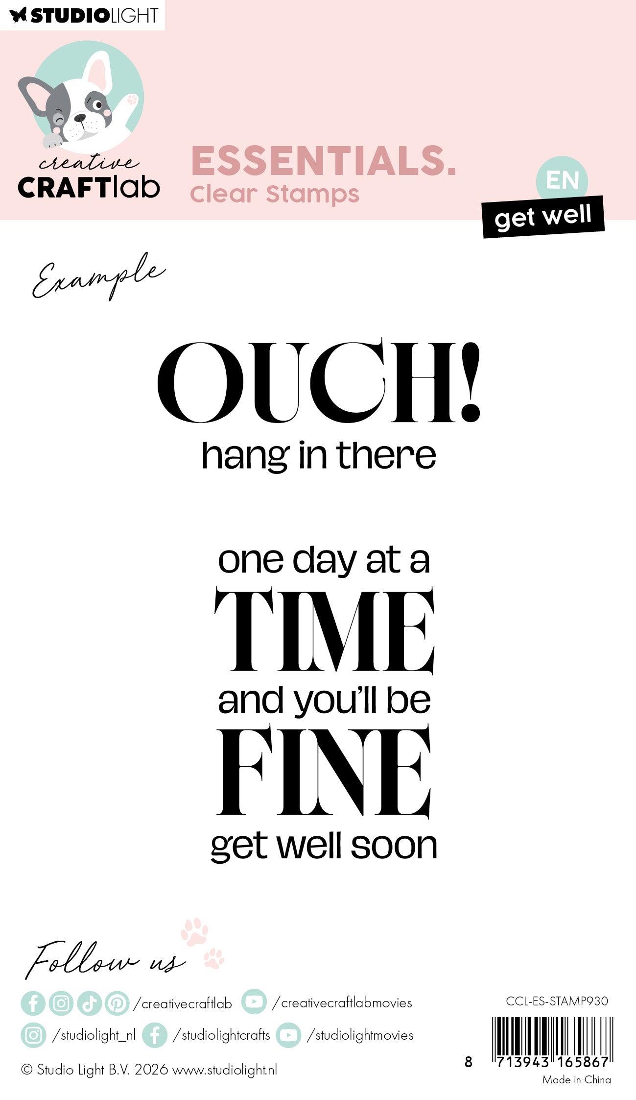 Creative Craftlab Essentials Get Well clear stamp god bedring
