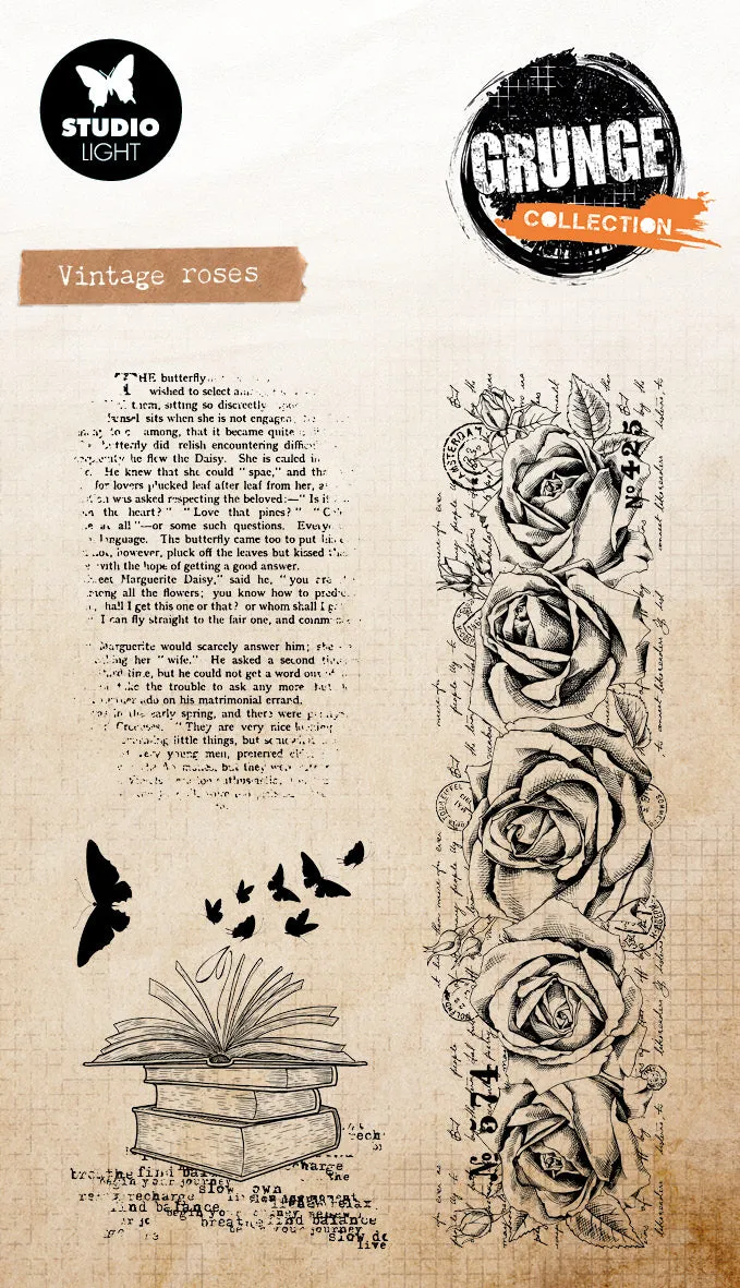 Studio Light Grunge Vintage roses clear stempel 93x136 mm