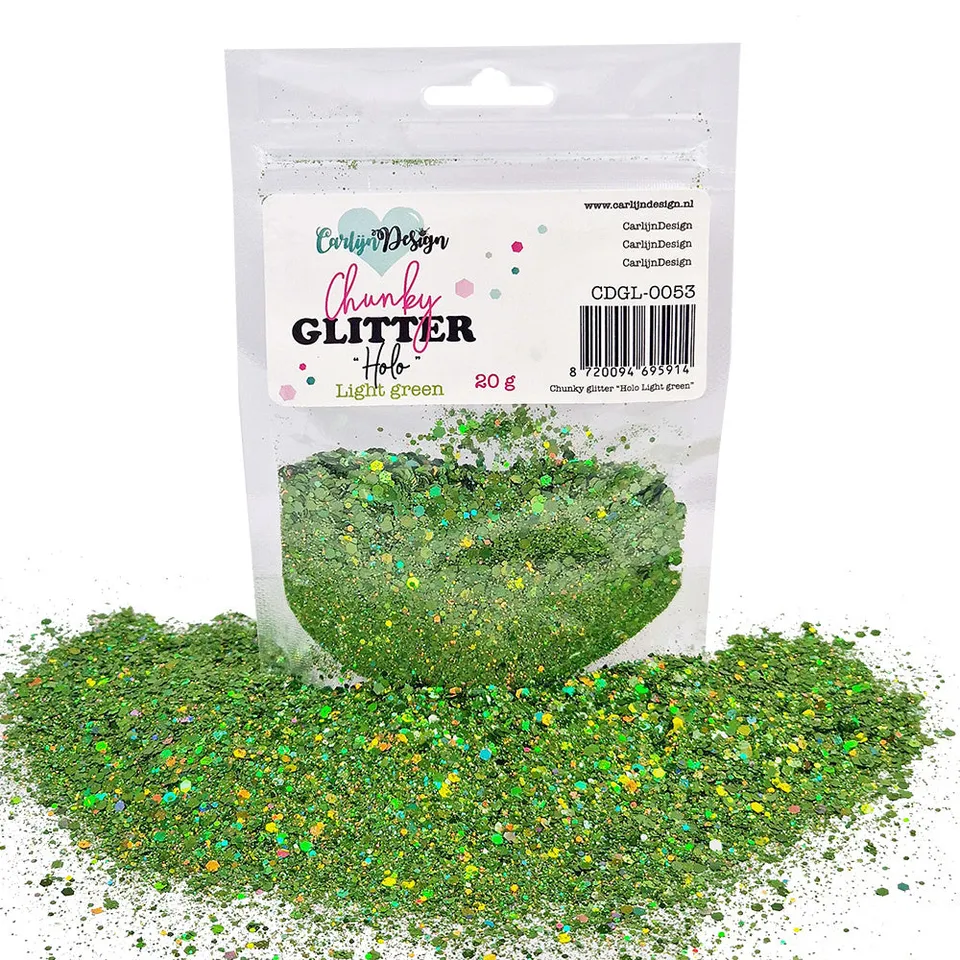 CarlijnDesign Chunky CDGL-0053 glitter holo lysegrønn 20g