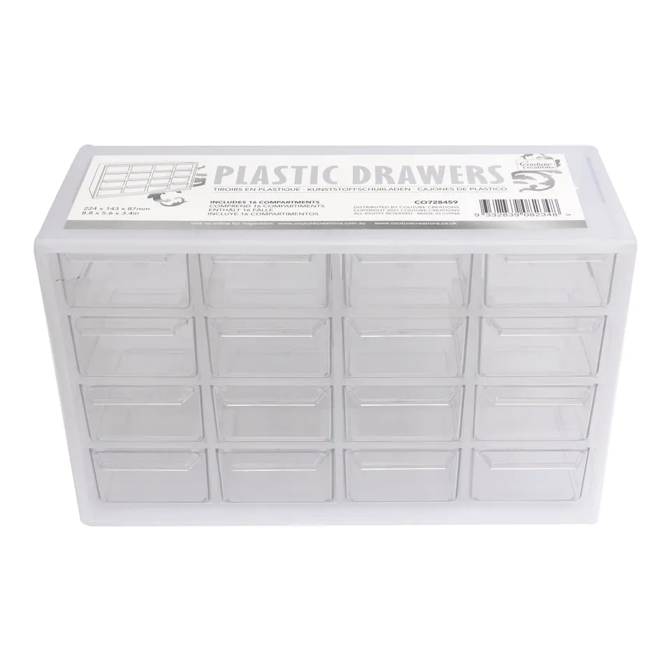 Couture Creations Plastic Drawers oppbevaringsboks 16 rom