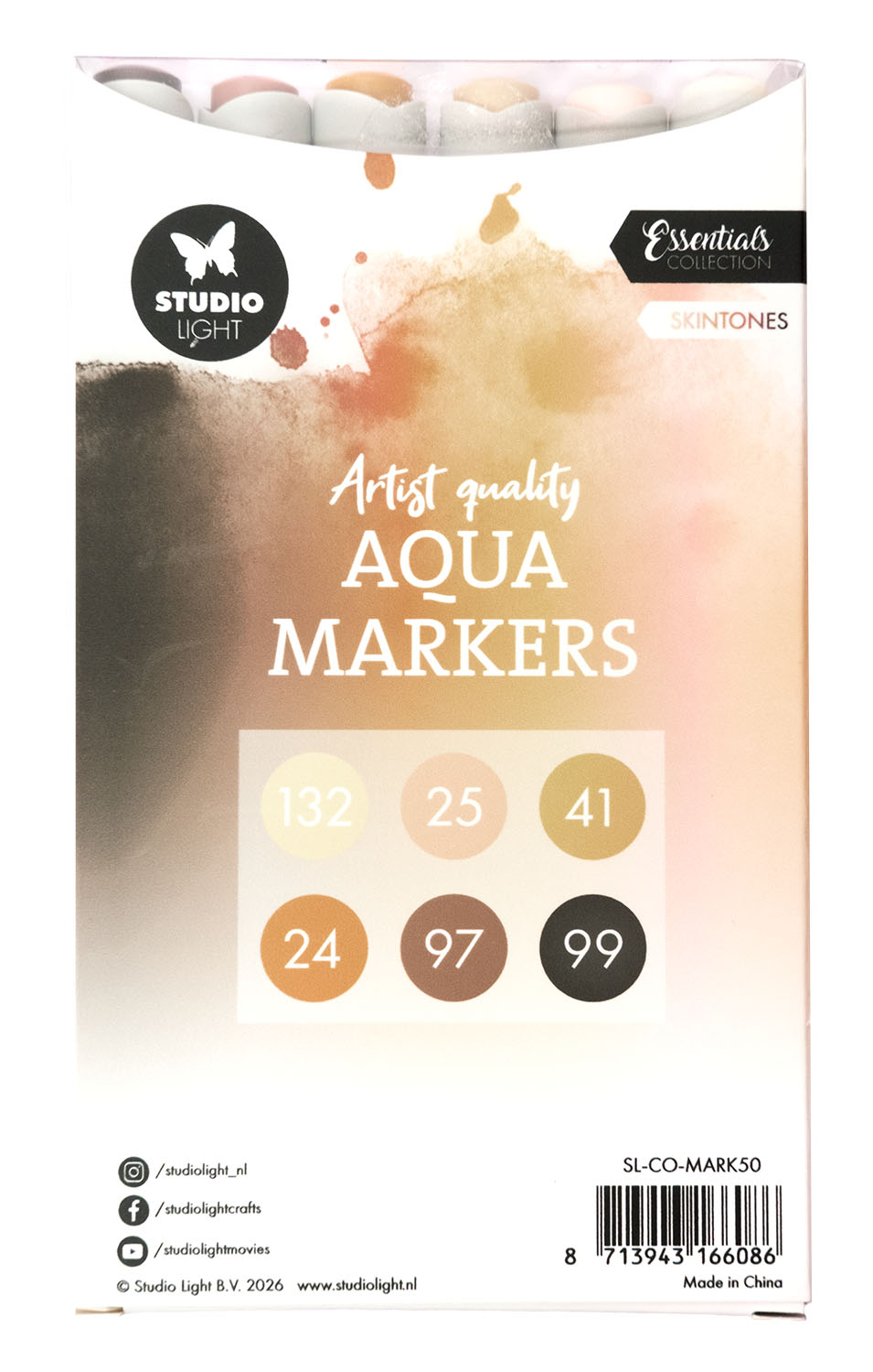 Studio Light Essentials tusj Aqua Markers Skintones 6 stk hudtoner