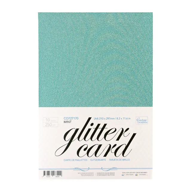 Couture Creations A4 glitterkartong mint 10 ark 250 gsm