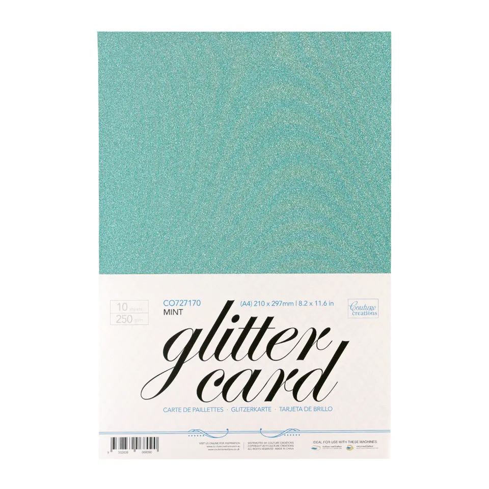 Couture Creations A4 glitterkartong mint 10 ark 250 gsm
