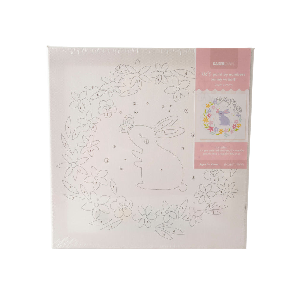 KaiserCraft Bunny Wreath mal etter tall lerret 25x25