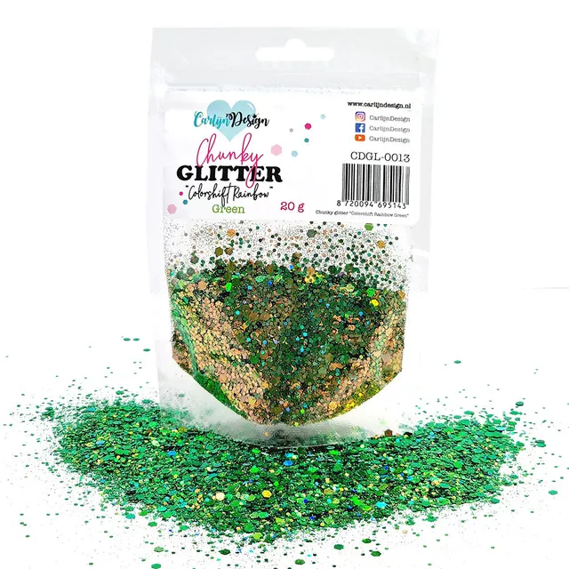CarlijnDesign Chunky CDGL-0013 glitter rainbow green 20g