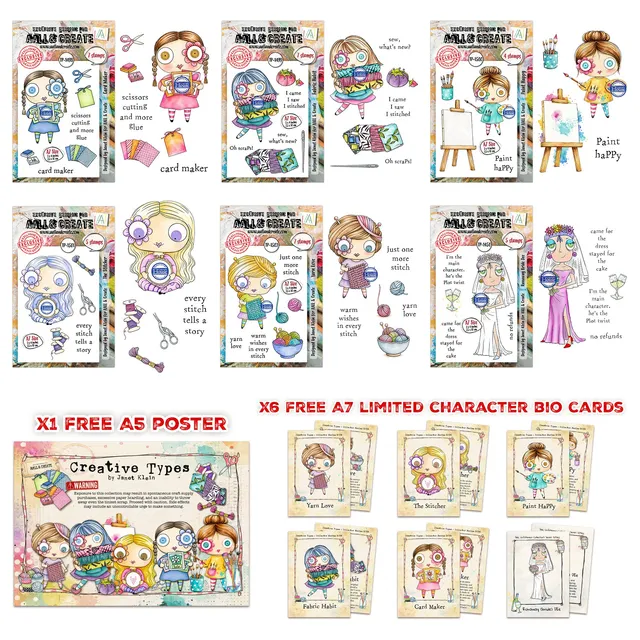 AALL & Create Creative Types Janet Klein stempelpakke 6-pk A7 figurer