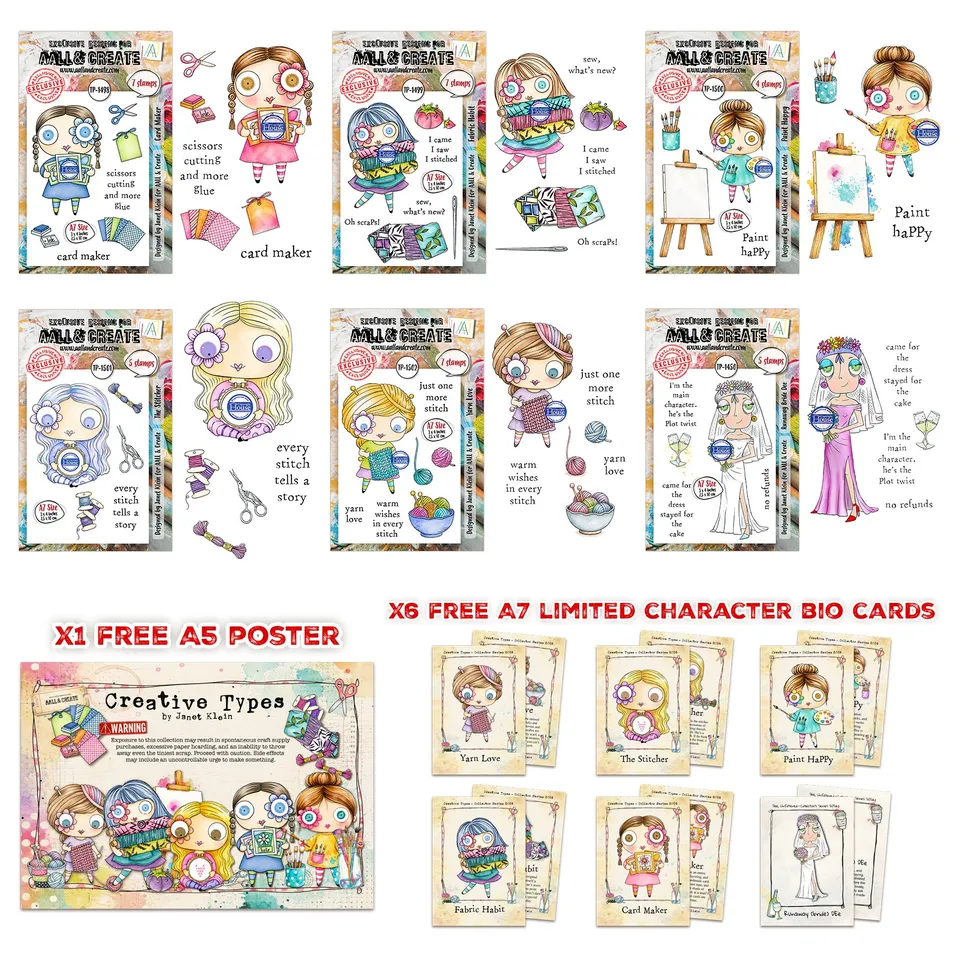 AALL & Create Creative Types Janet Klein stempelpakke 6-pk A7 figurer