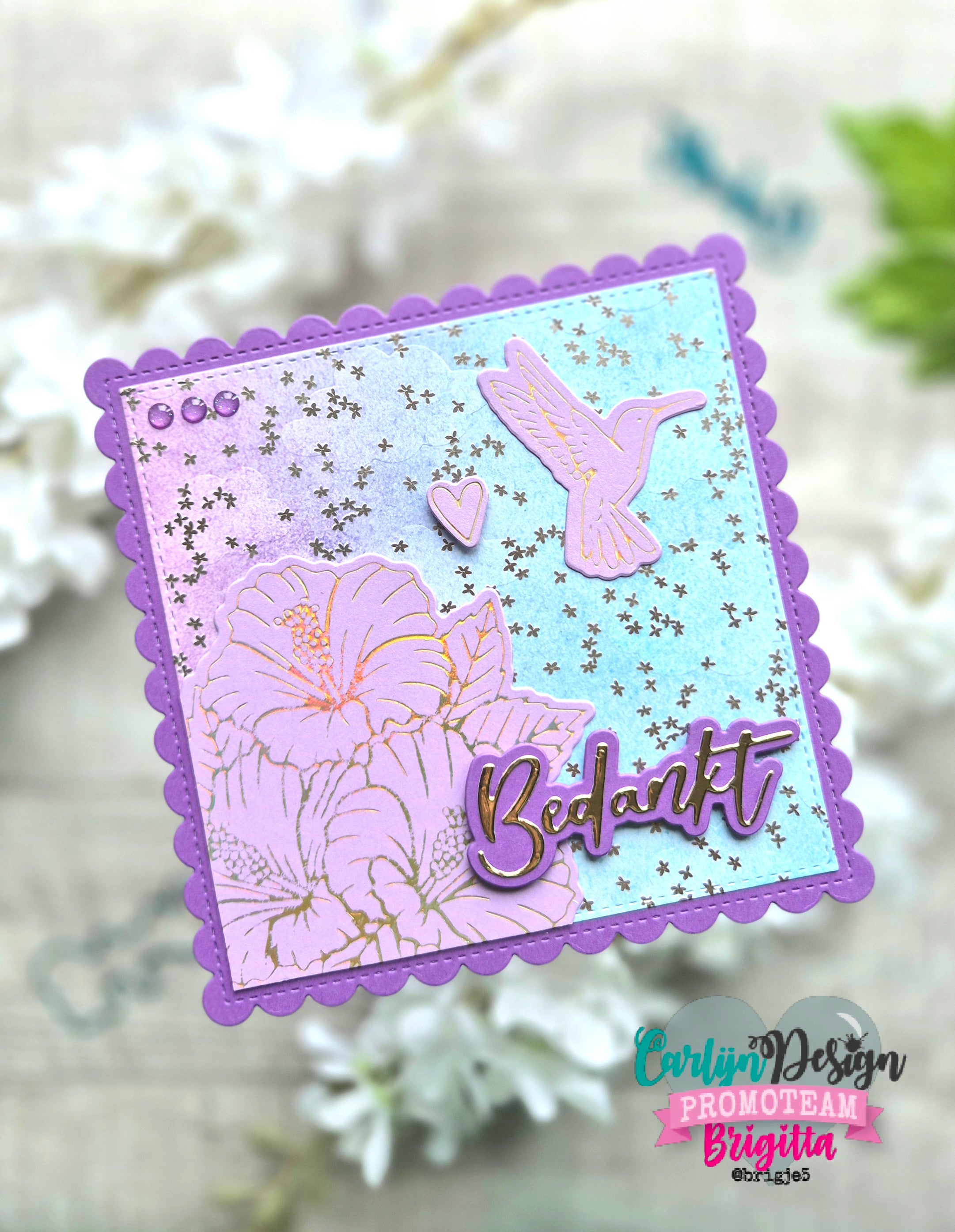 CarlijnDesign CDHF-0081 hotfoil Hibiscus kolibri 8,5 cm