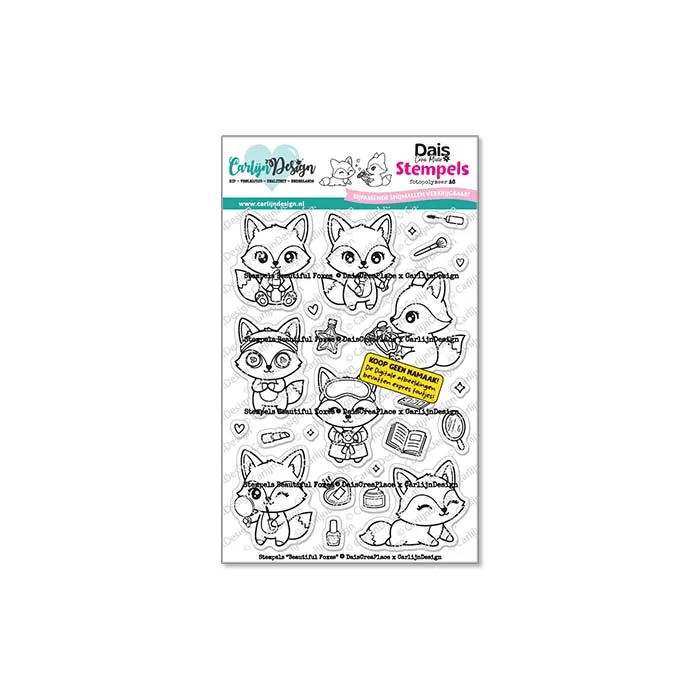 CarlijnDesign CDST-0171 stempelsett Beautiful Foxes A6
