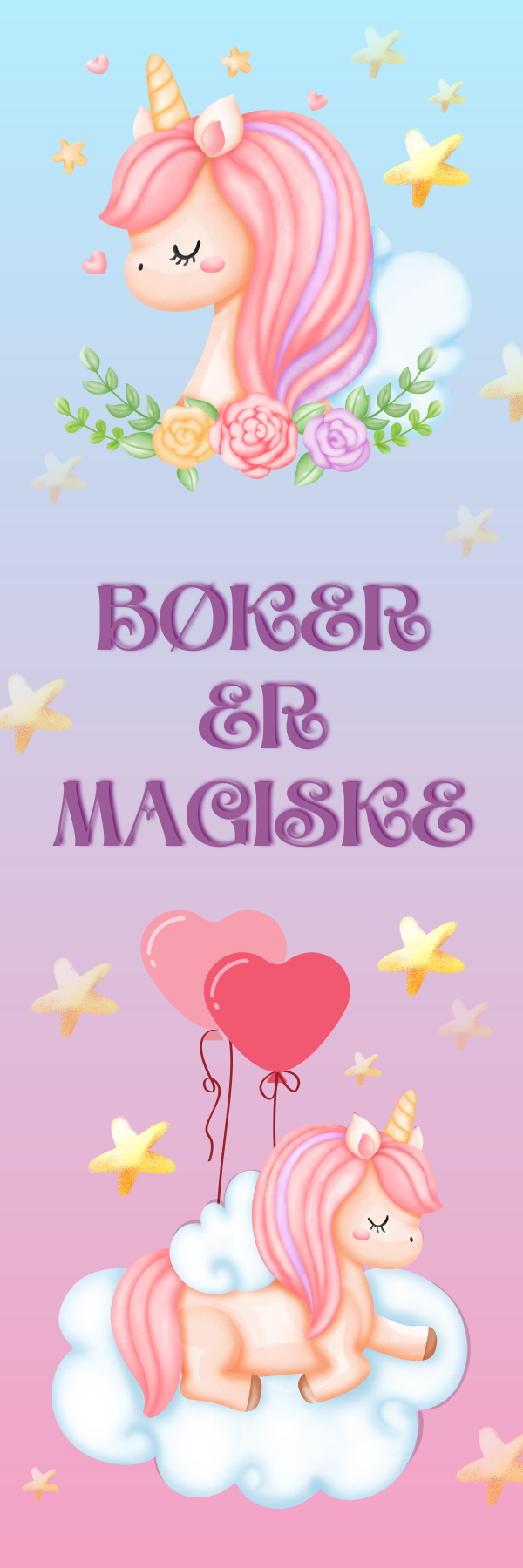 Papirglede Enhjørninger 1 bokmerke Bøker er magiske