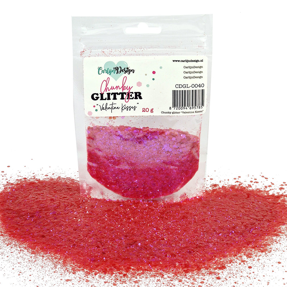 CarlijnDesign Chunky glitter COMBO PACK 6 Valentine 6x20g rød rosa