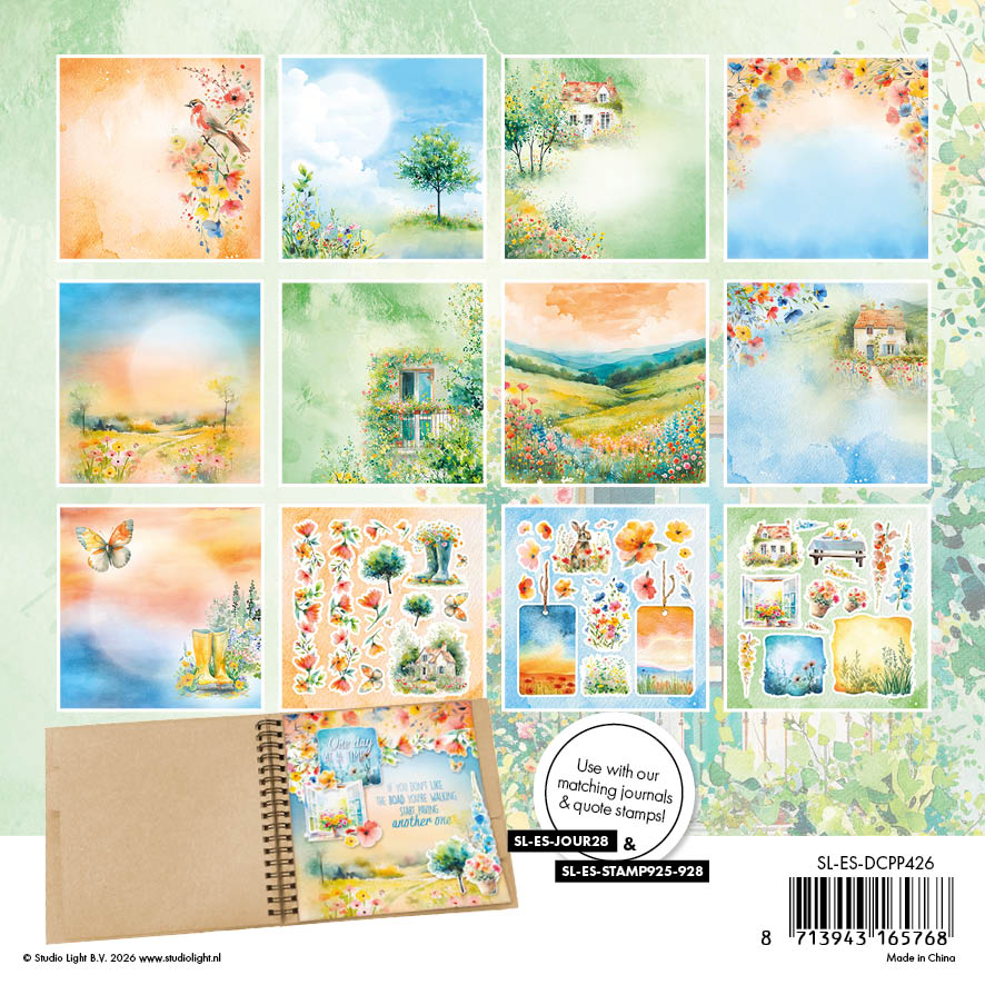 Studio Light Essentials Summer Meadow papirblokk 15x15 cm blomster 36 ark
