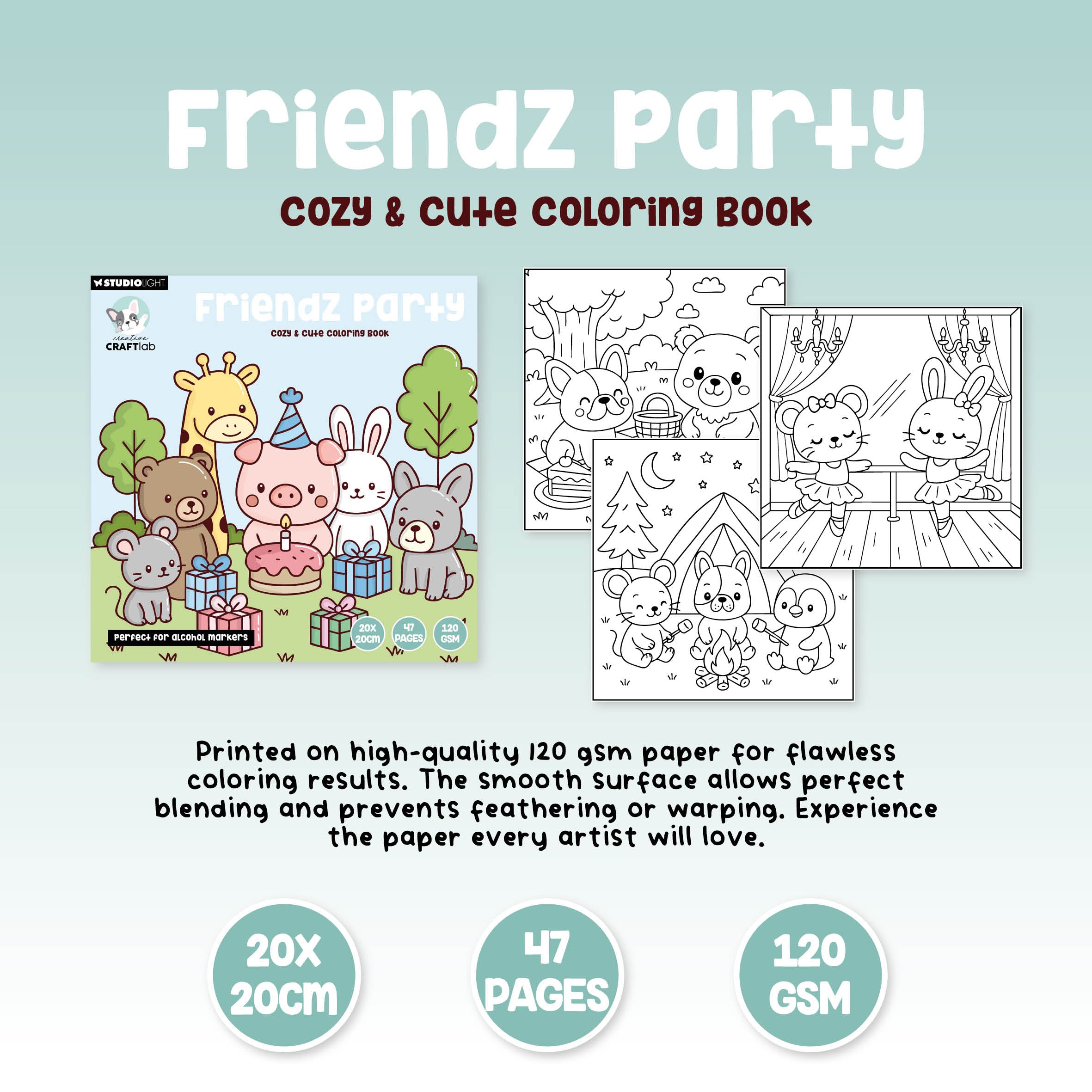 Creative Craftlab Friendz Cozy 06 fargeleggingsbok 48 ark