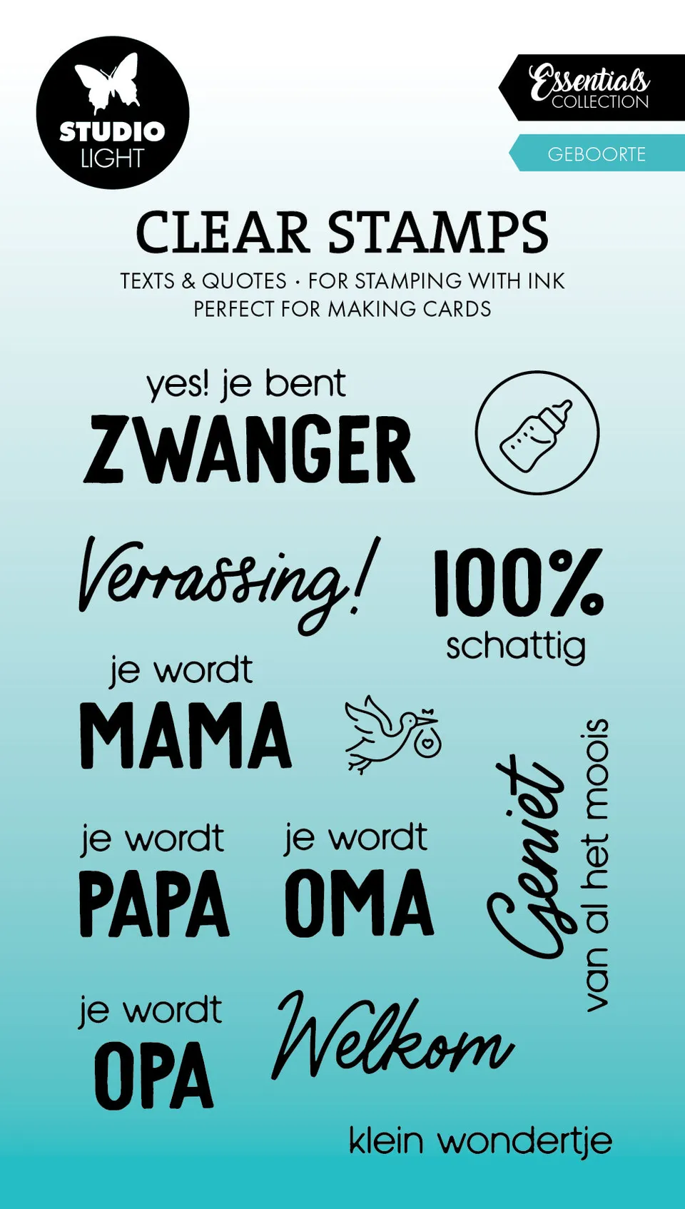 Studio Light Essentials Geboorte clear stempel nederlandsk babytekst