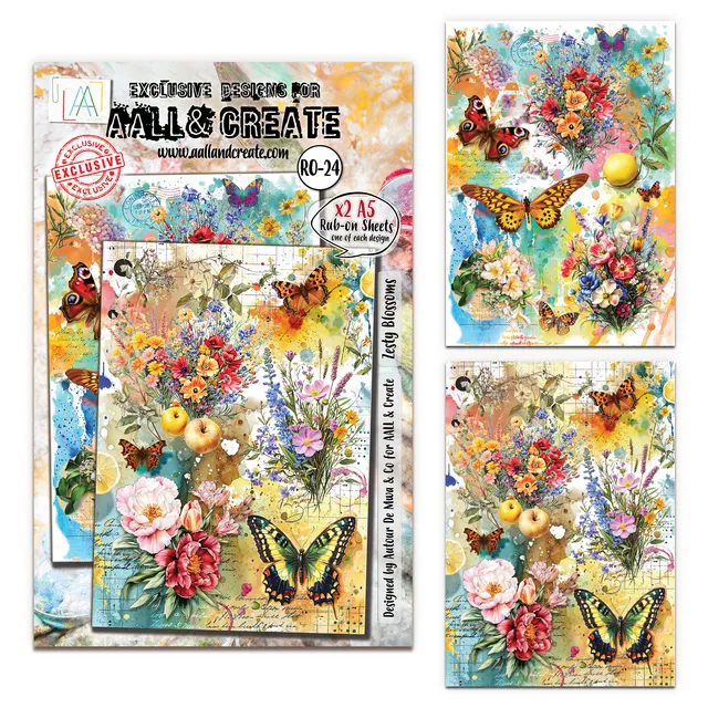 AALL & Create RO-24 Zesty Blossoms rub-ons 2 ark