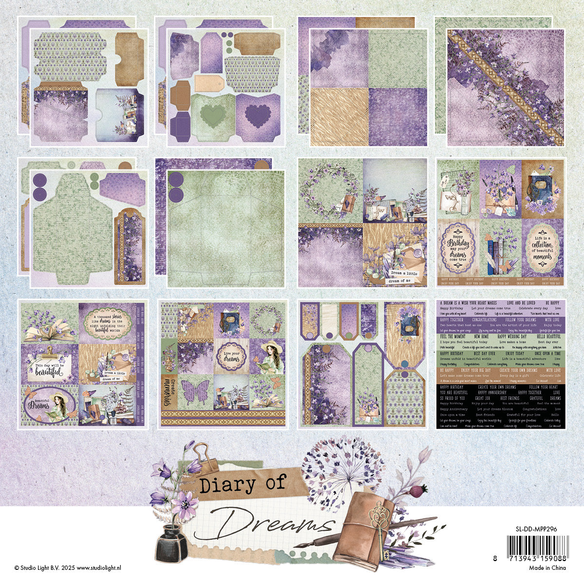 Studio Light Diary of Dreams Envelopes papirblokk mixed papir