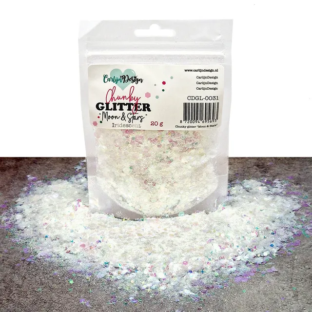 CarlijnDesign Moon Stars CDGL-0031 glitter iriserende