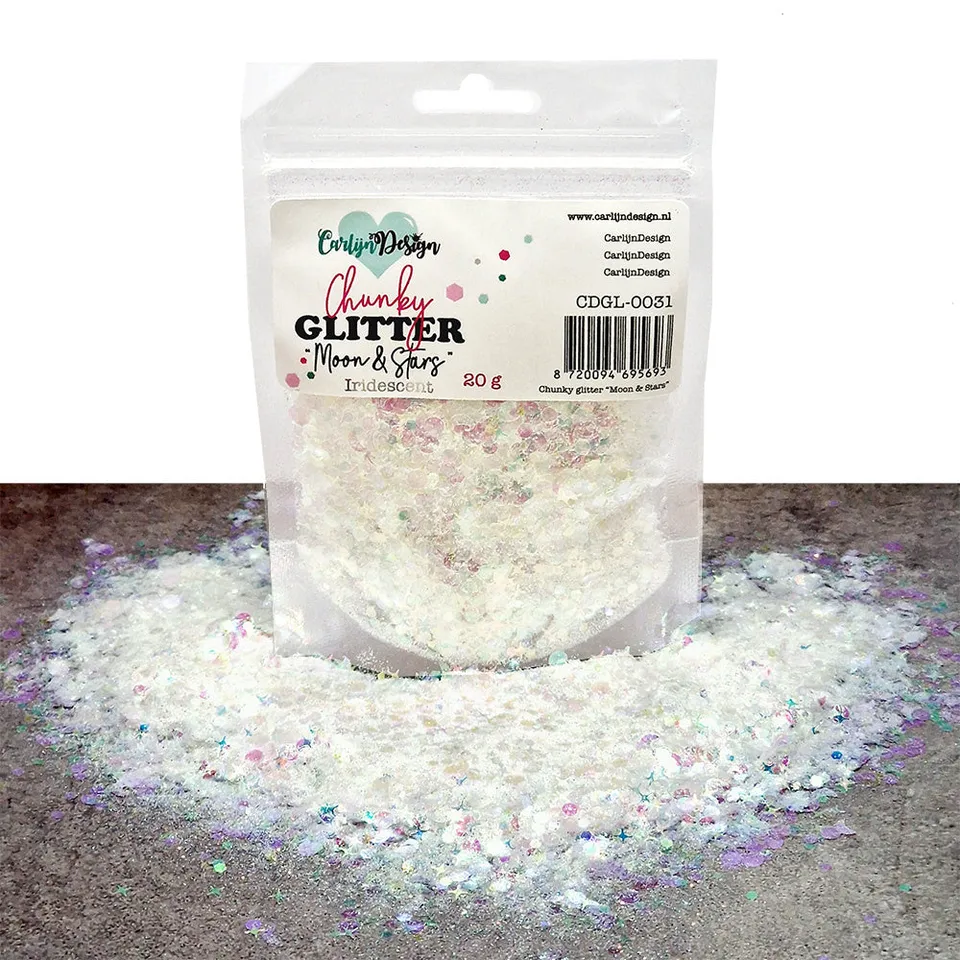 CarlijnDesign Moon Stars CDGL-0031 glitter iriserende