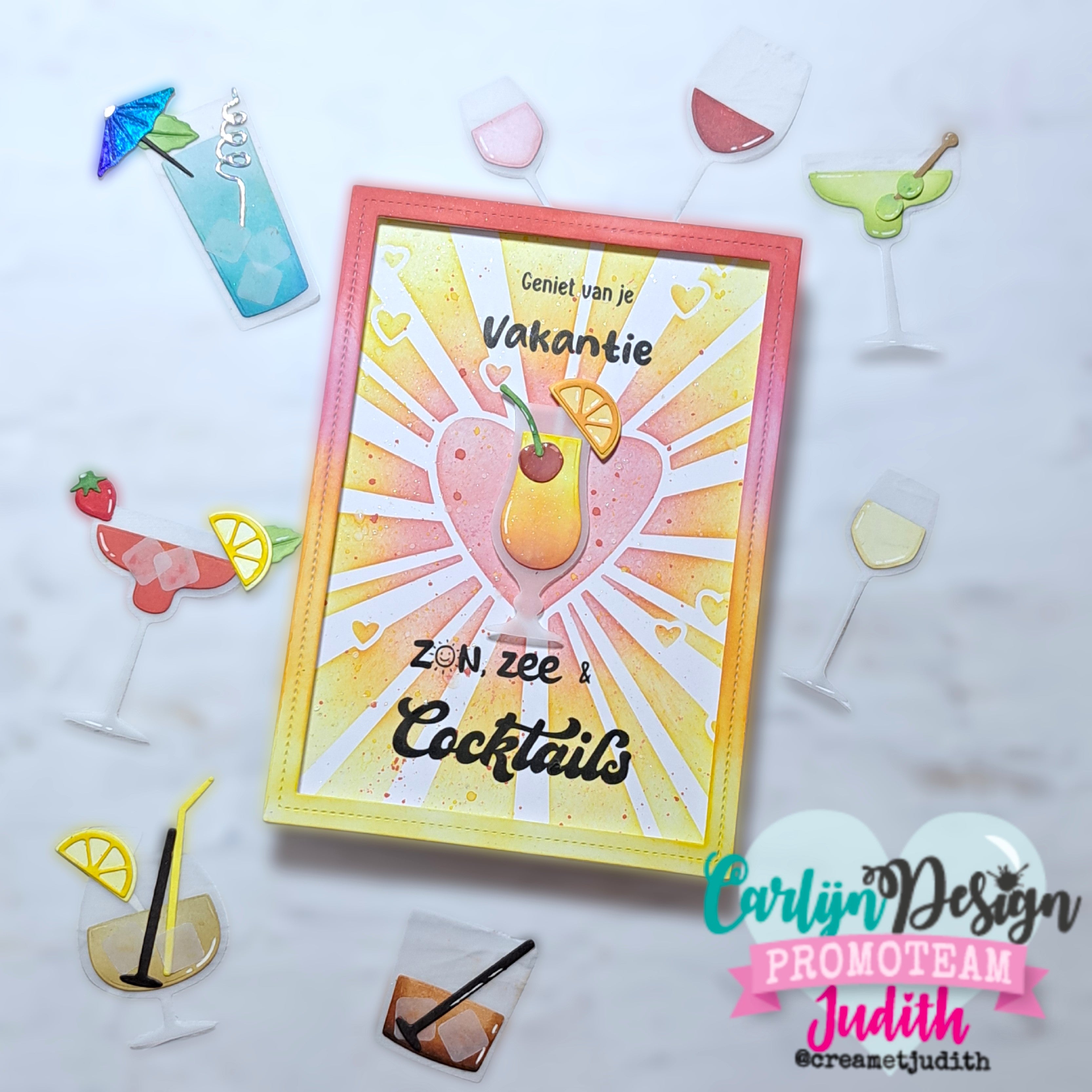 CarlijnDesign Bier Wijn Cocktails CDST-0148 stempel A6