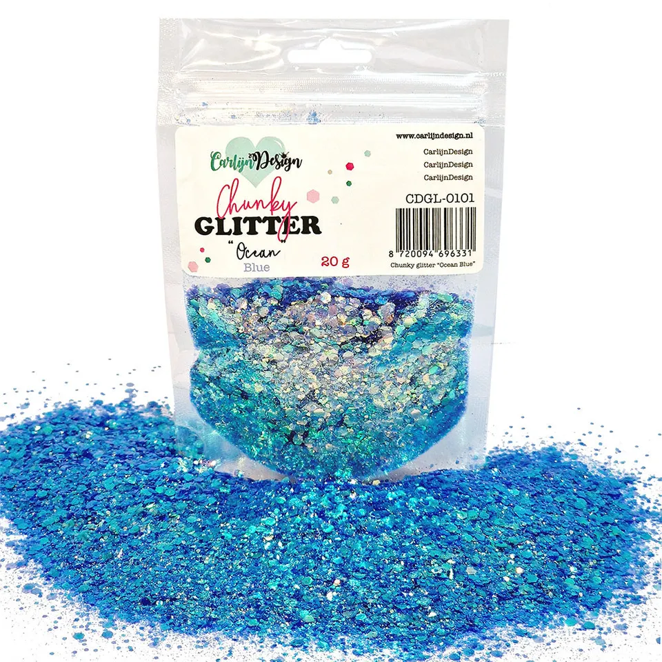 CarlijnDesign Chunky glitter CDGL-0101 glittermiks ocean blue 20g