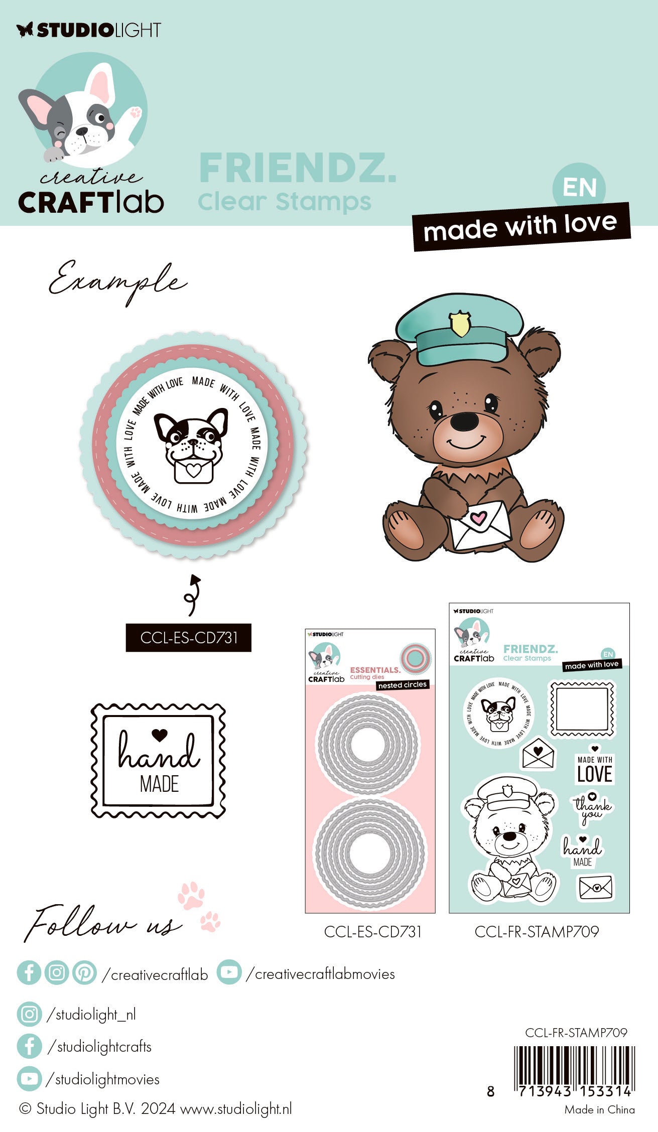 Studio Light Creative Craftlab Friendz Made With Love stempel