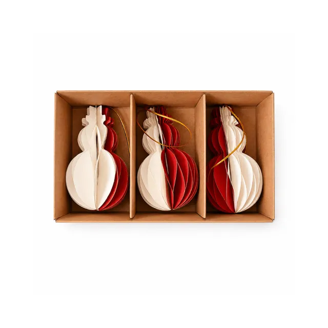 KaiserCraft Plum Pudding snømann papirpynt 3pk rød