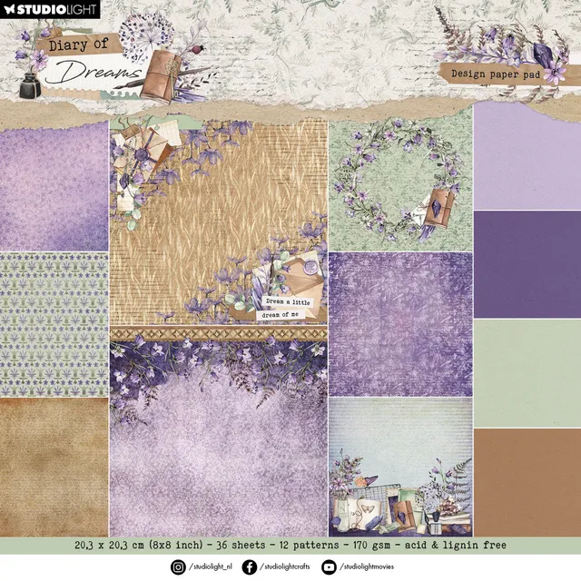 Studio Light Diary of Dreams Background mønsterpapir 8x8