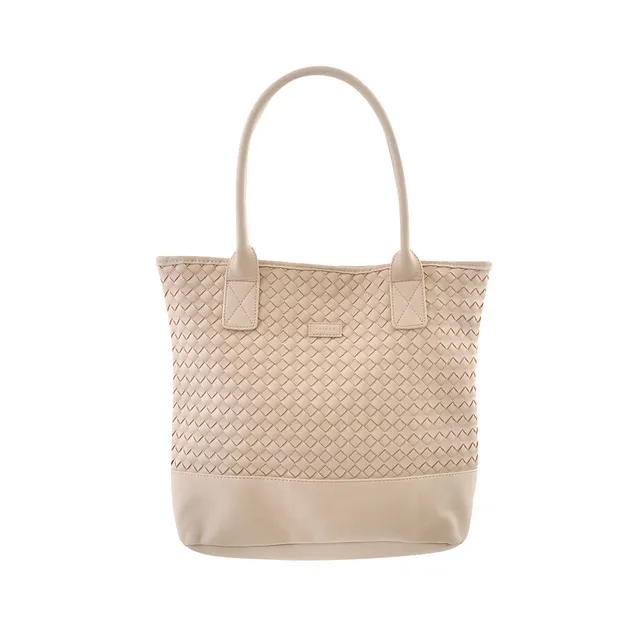KaiserCraft PU Woven Tote toteveske beige flettet