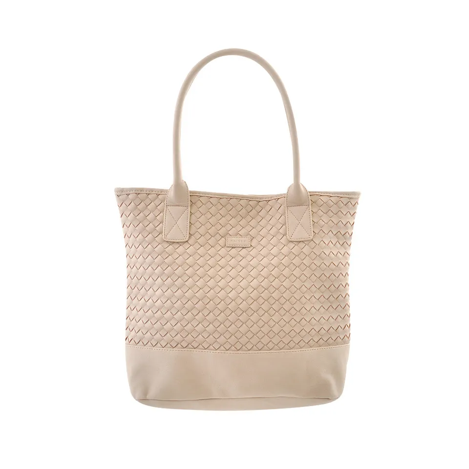 KaiserCraft PU Woven Tote toteveske beige flettet
