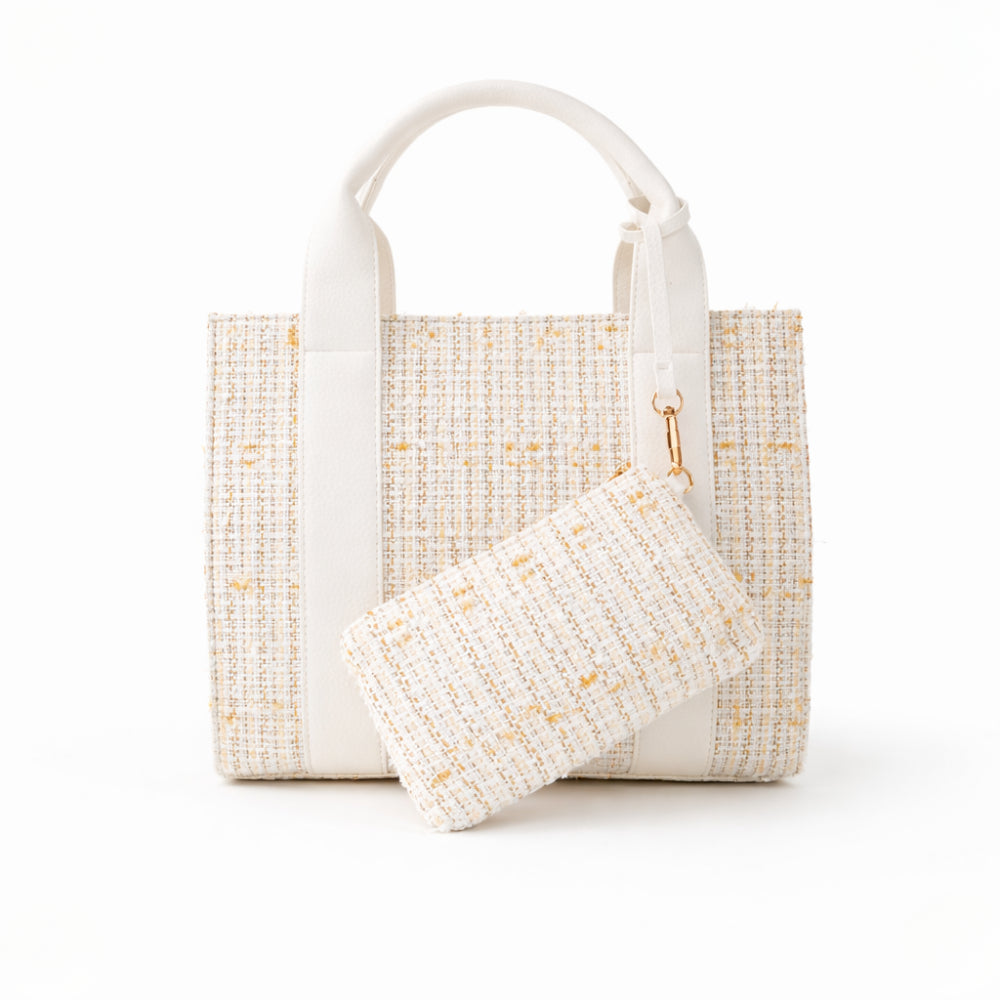 K&Co. Petal Series veske Boucle Mini Tote beige med mappe