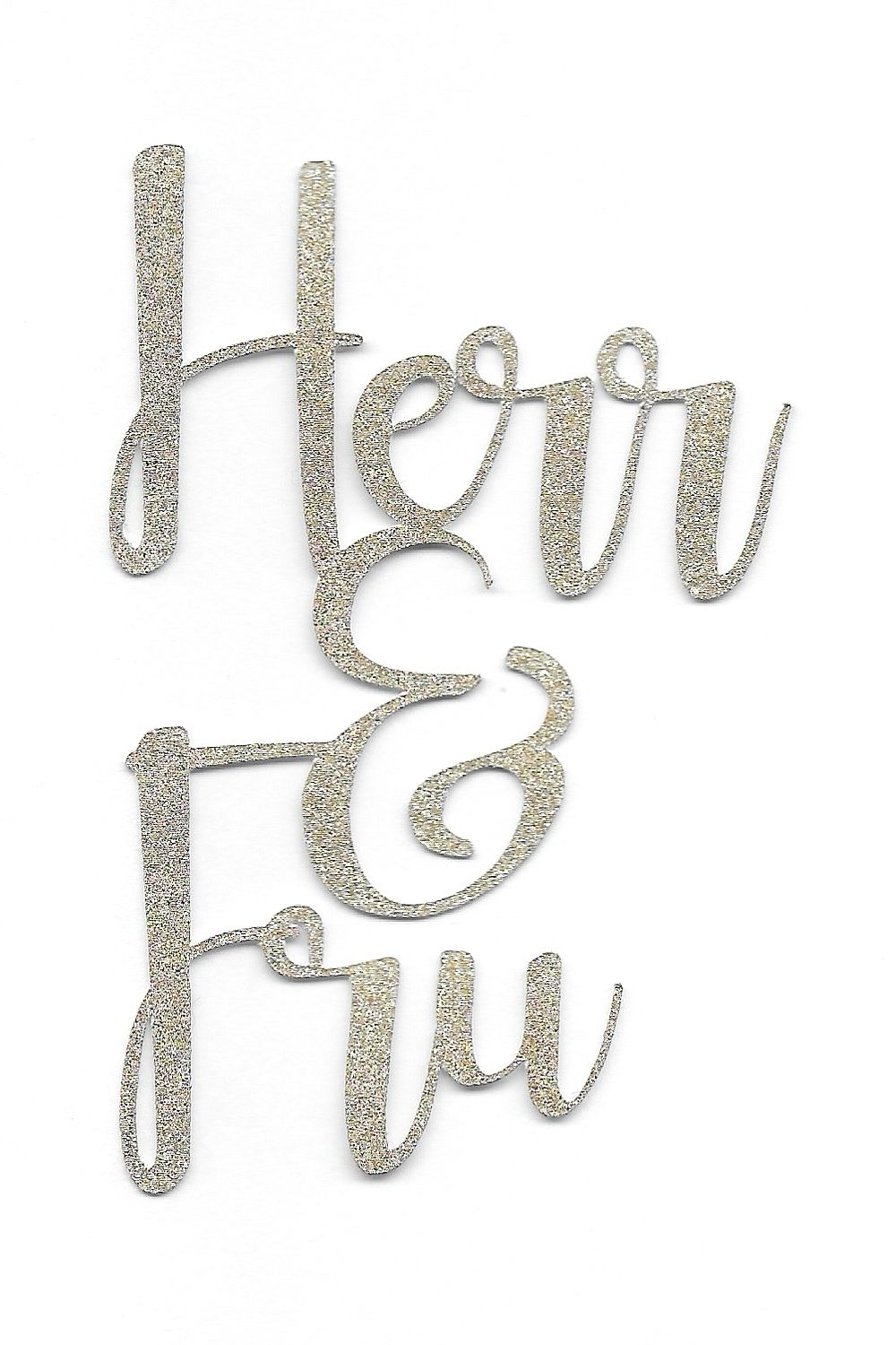 Papirglede Herr Fru gull die-cut ord 10x6,5 cm