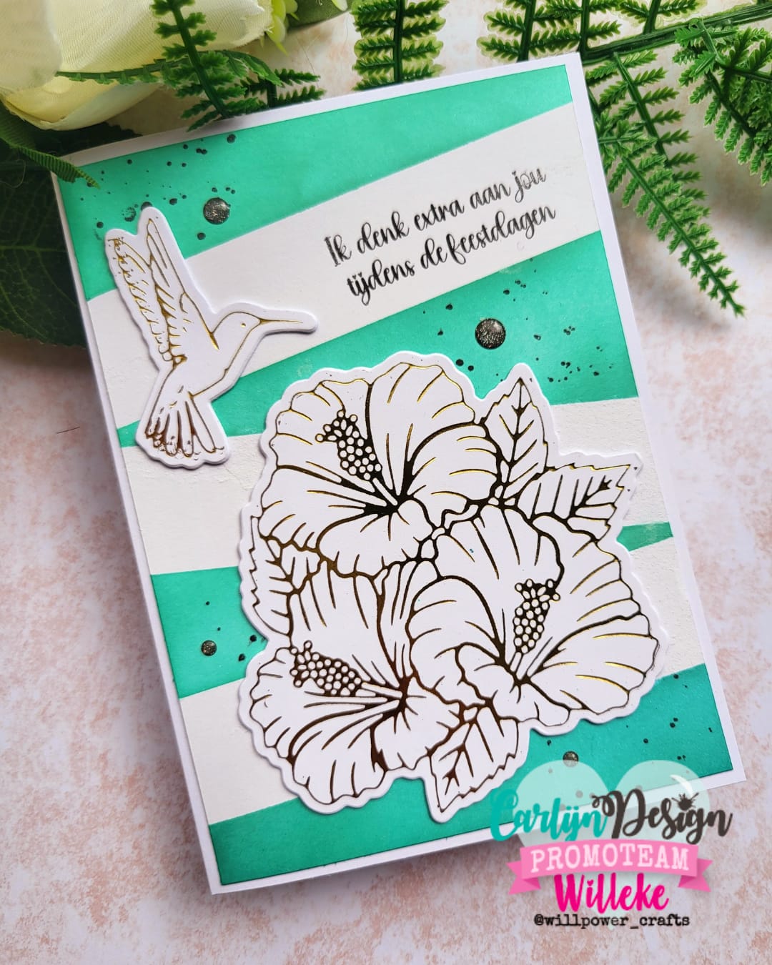 CarlijnDesign CDHF-0081 hotfoil Hibiscus kolibri 8,5 cm