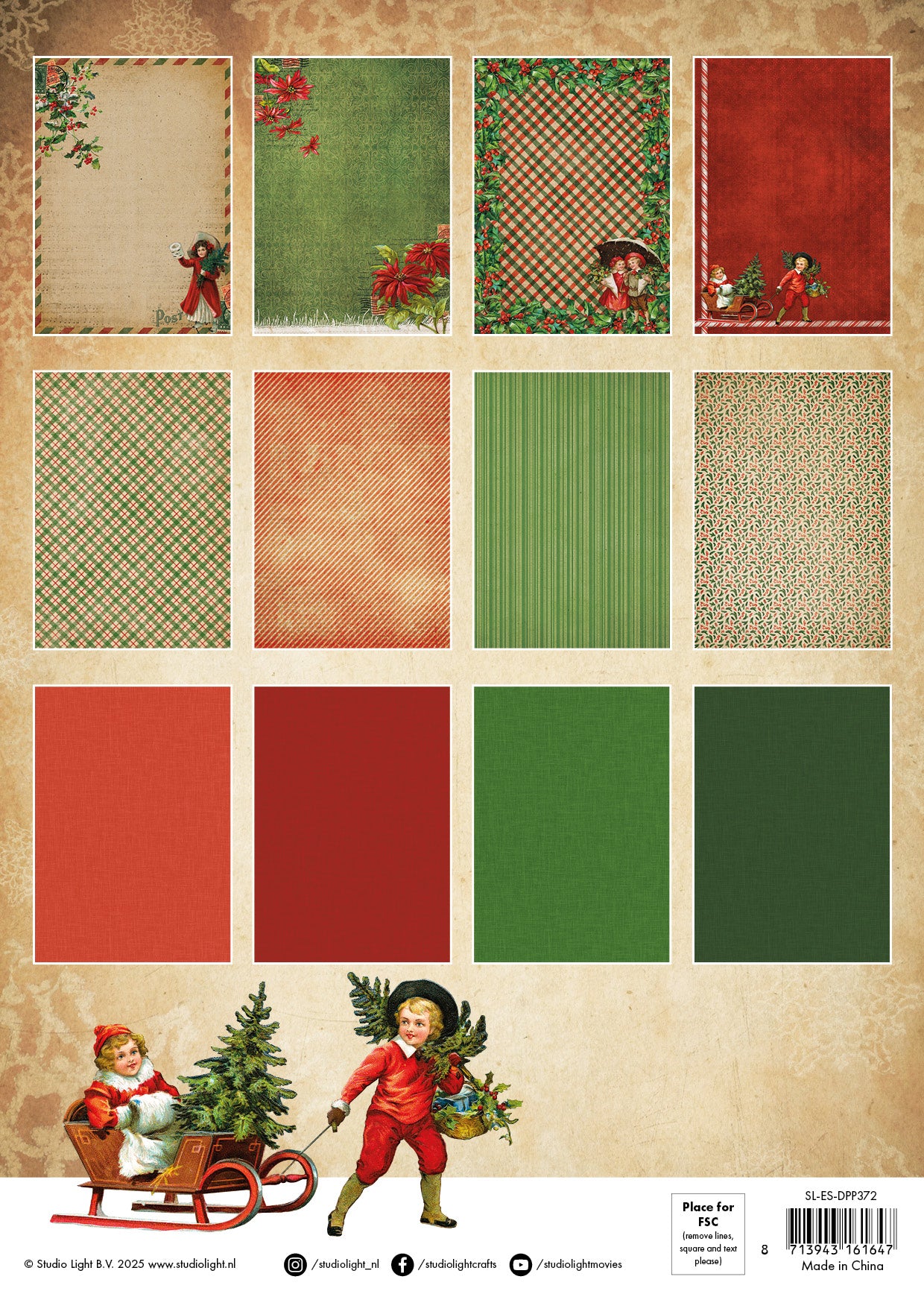 Studio Light Essentials Vintage Christmas papirblokk 36 ark