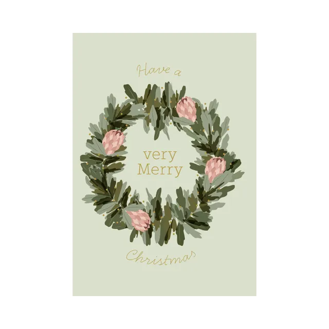 KaiserCraft Christmas Protea Wreath julekort 5x7 blankt