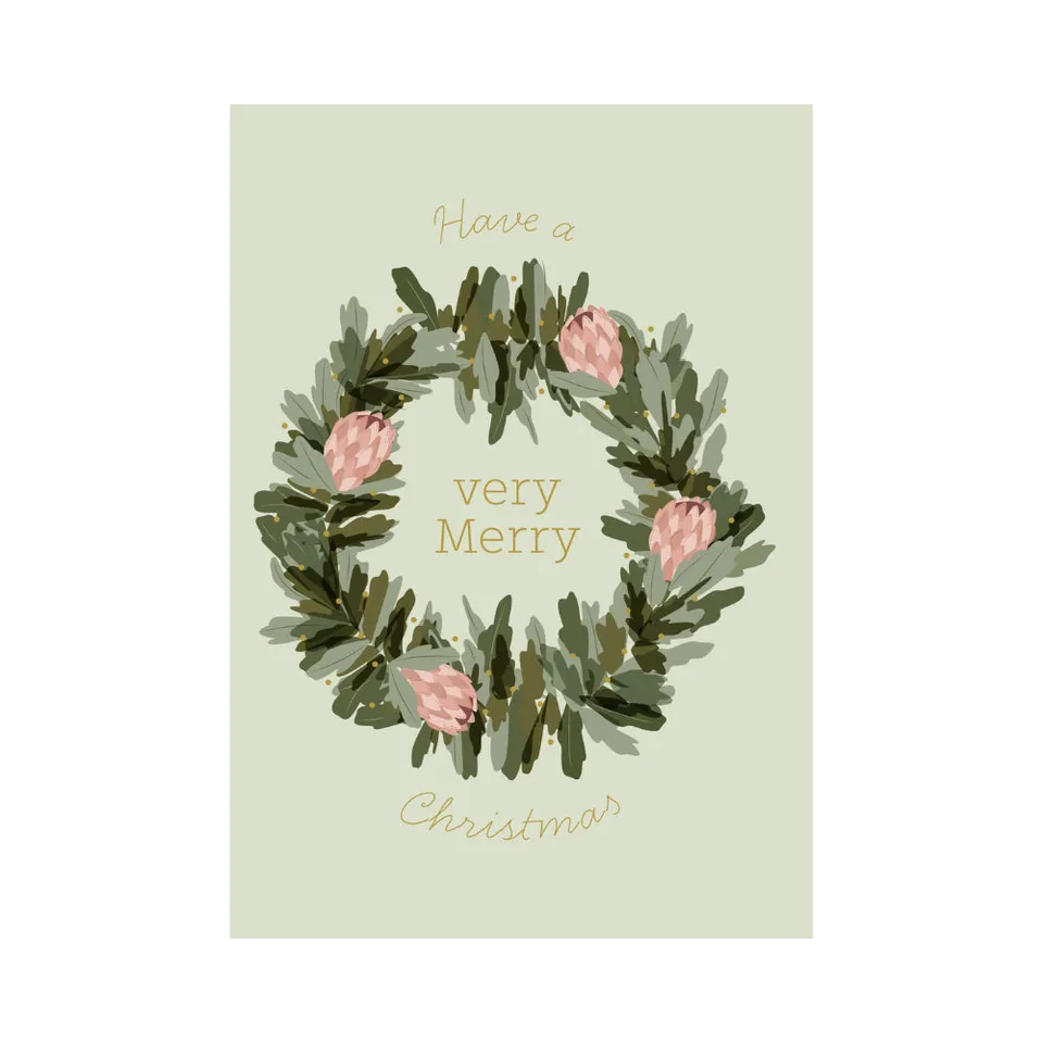 KaiserCraft Christmas Protea Wreath julekort 5x7 blankt