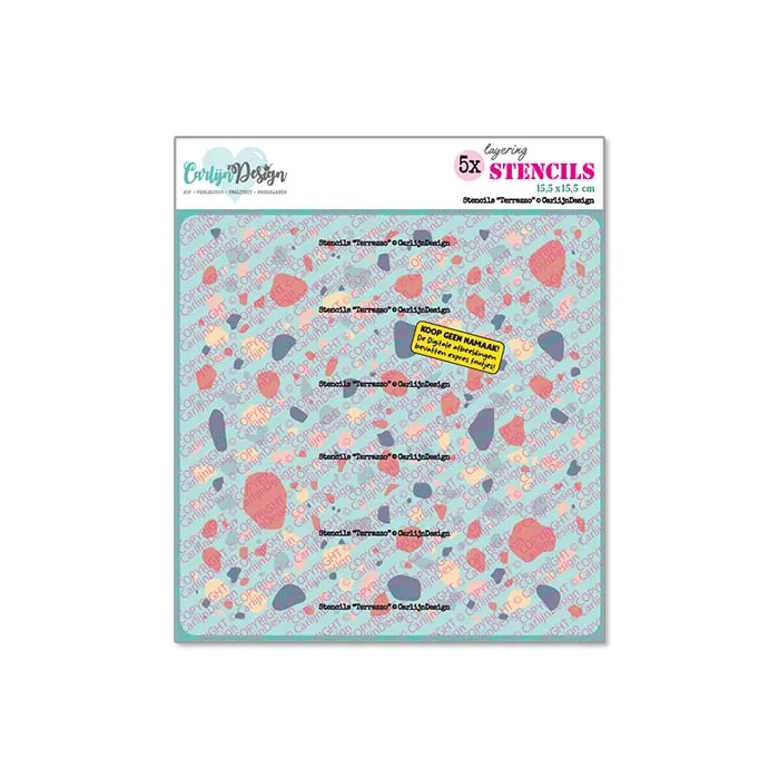 CarlijnDesign Terrazzo CDSC-0050 sjablong 5-pakning mønster