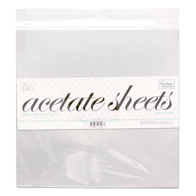 Couture Creations Acetat ark 12x12 250 micron 10 stk klar