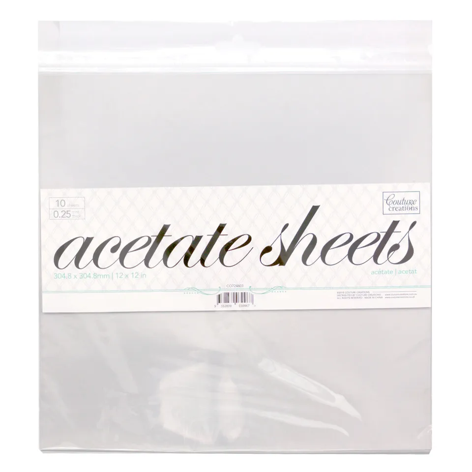 Couture Creations Acetat ark 12x12 250 micron 10 stk klar