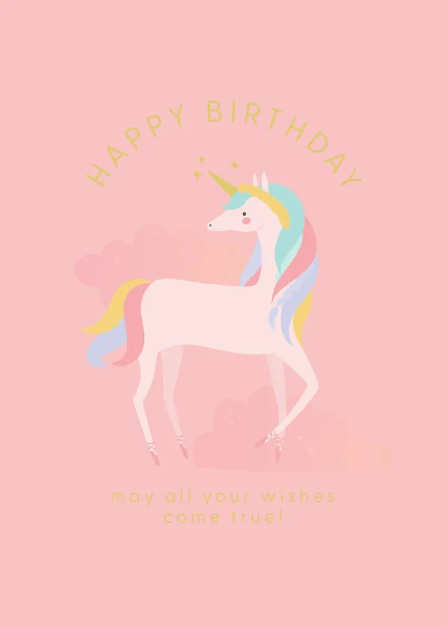KaiserCraft Greeting Card Kids Unicorn Wishes gratulasjonskort blankt