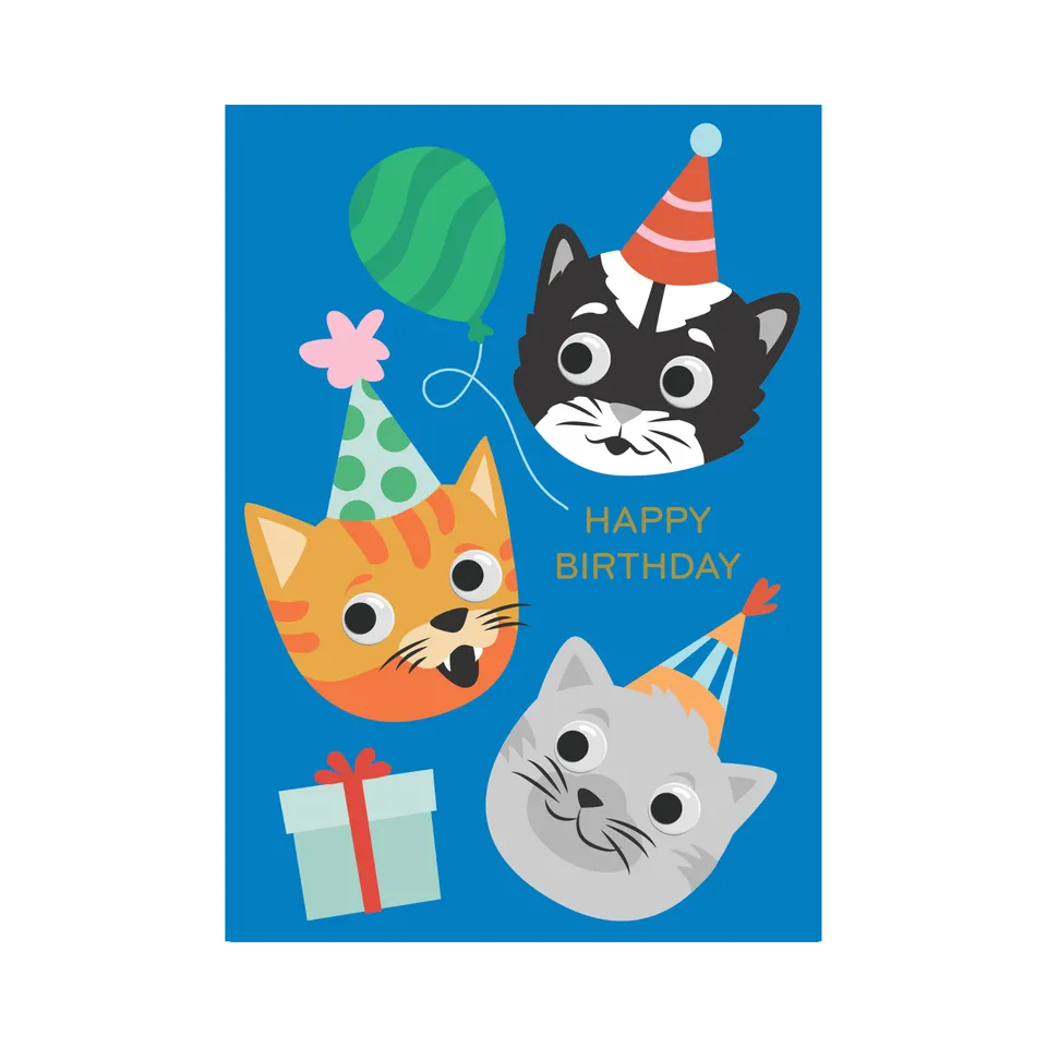 KaiserCraft Googly Friends gratulasjonskort Kitties katt