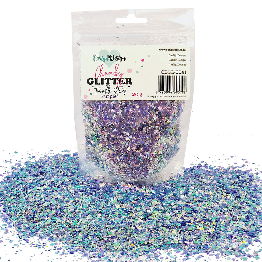 CarlijnDesign Chunky glitter COMBO PACK 6 Valentine 6x20g rød rosa