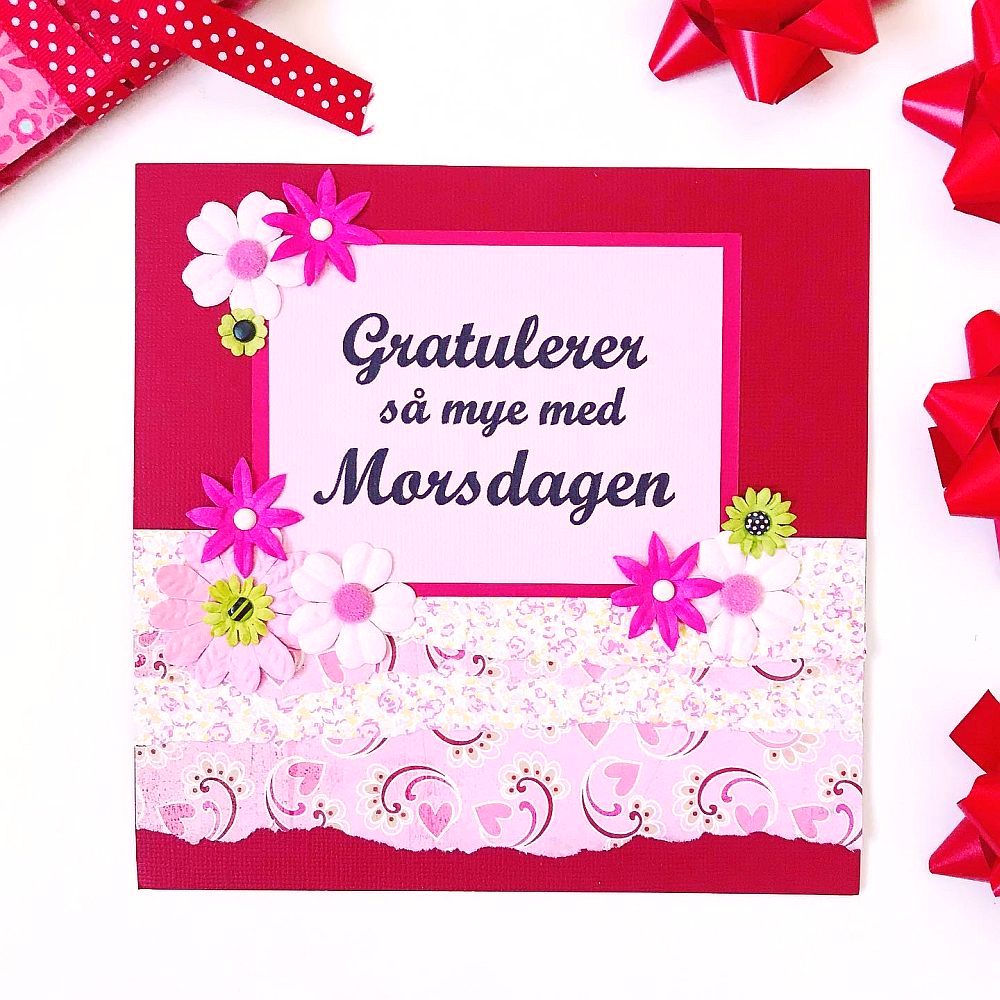 Papirglede Morsdagen digitalt stempel gratulerer A4
