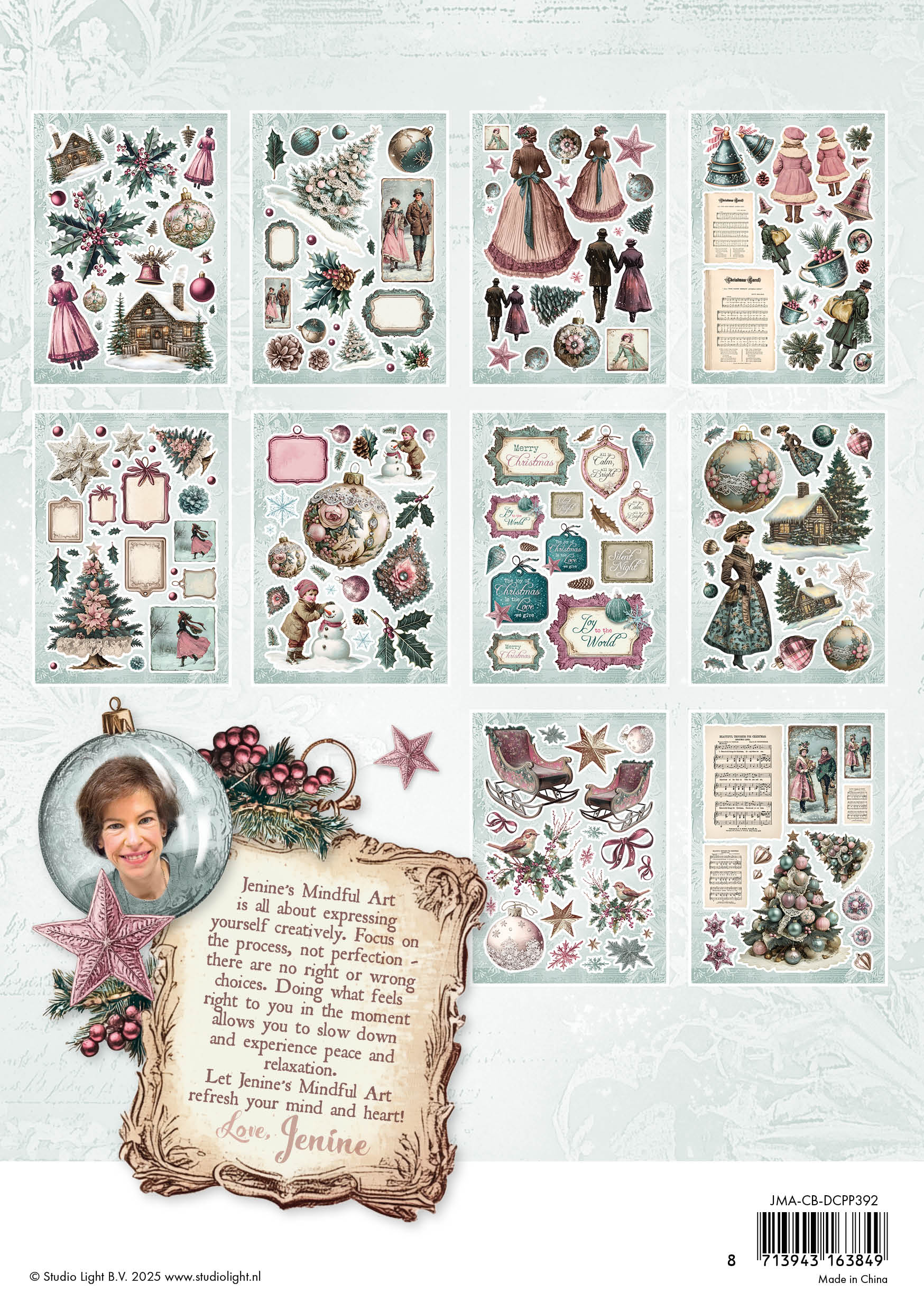 Jenine’s Mindful Art Christmas Blush papirblokk 20 ark