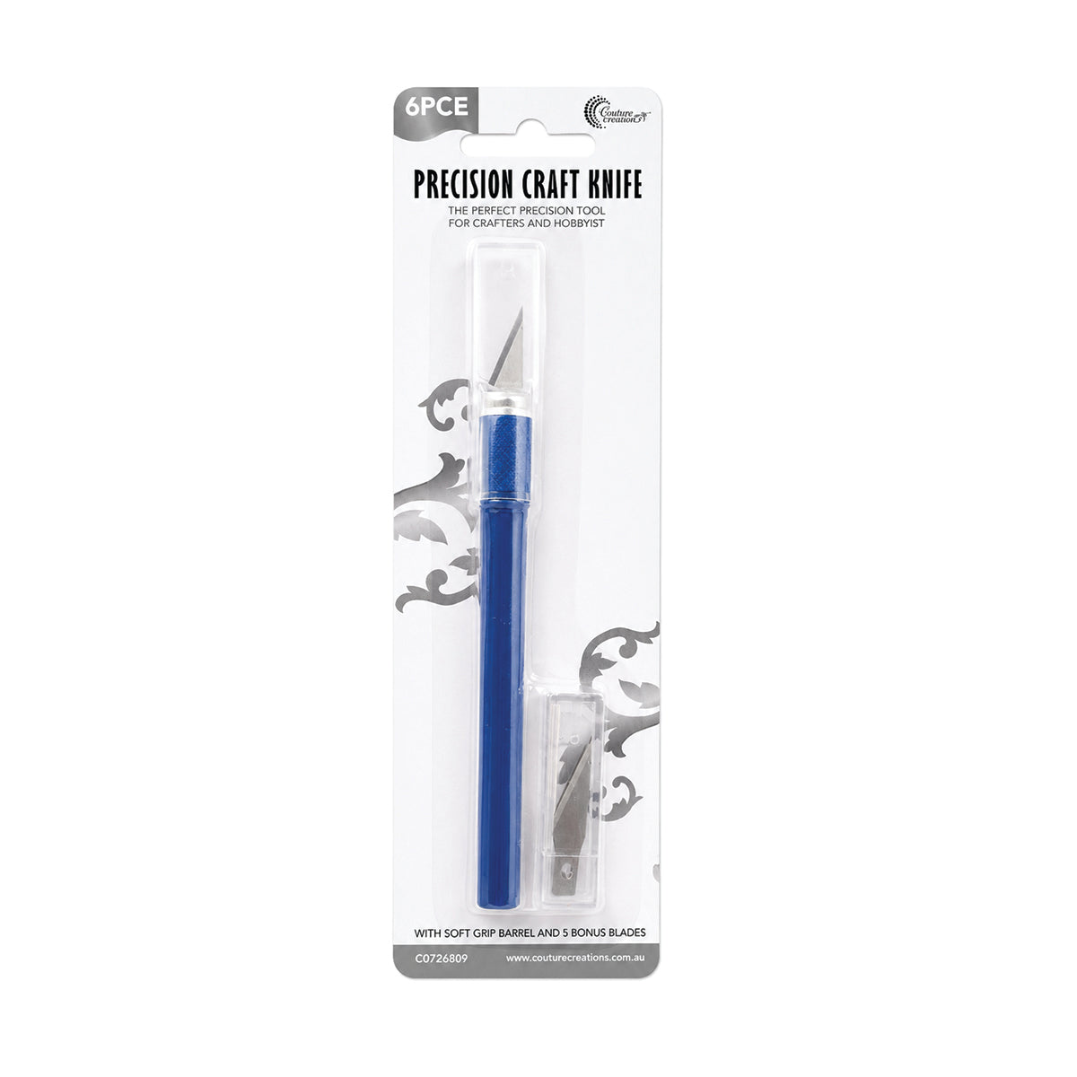 Couture Creations Precision hobbykniv med soft-grep + 5 blader