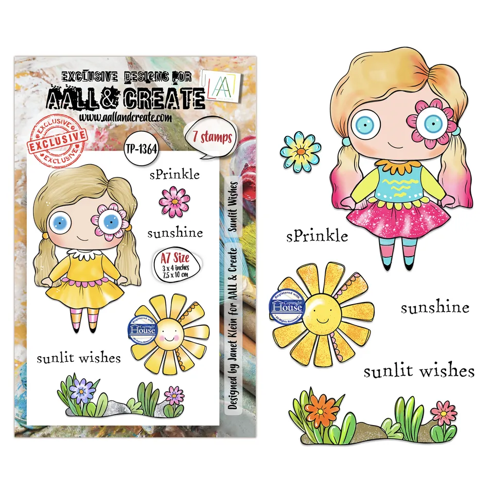 Aall and Create TP-1364 Sunlit Wishes stempel A7 tekst