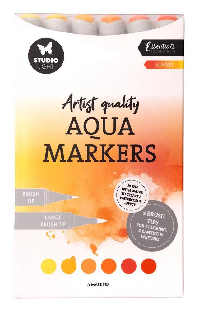 Studio Light Essentials aqua markers Sunset 6 stk tusjer